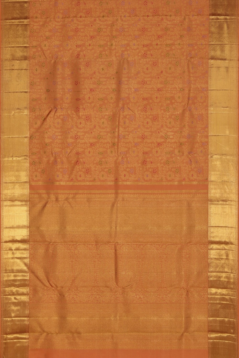 Image of Kanchipuram Silk Brocade Peach Saree